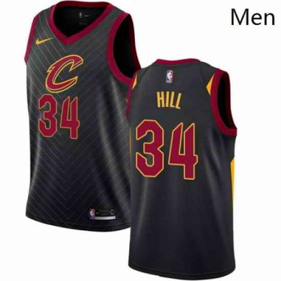 Mens Nike Cleveland Cavaliers 34 Tyrone Hill Authentic Black Alternate NBA Jersey Statement Edition